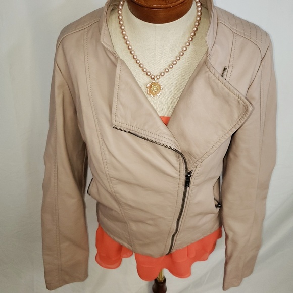 Guliana Jackets & Blazers - Guliana Faux Leather Moto Jacket Sz L Nude Color